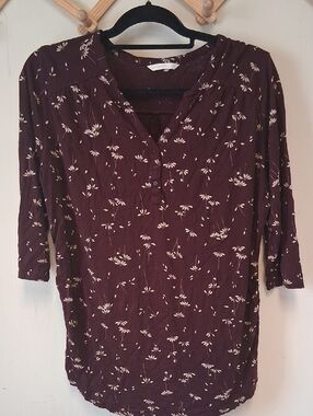 H&M Purple Floral Henley Tunic Top